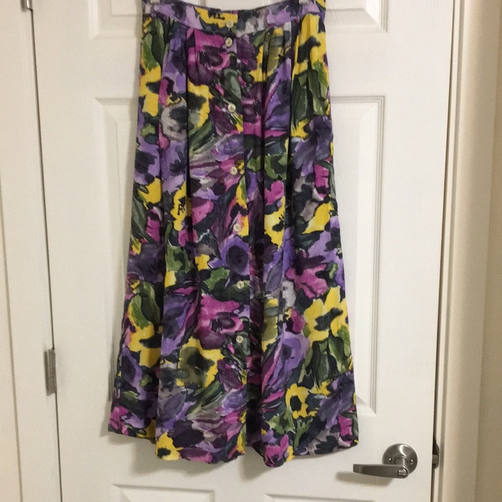 Floral Maxi Full Button Front Skirt Size 10
